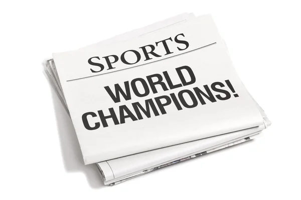 Newspaper Headlines Sports World Champions — Stock Photo, Image