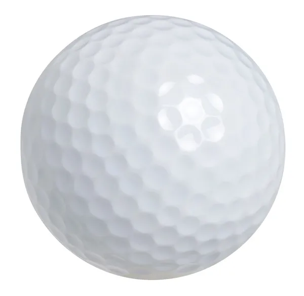 Uma bola de golfe isolada em um fundo branco com caminho de recorte — Fotografia de Stock