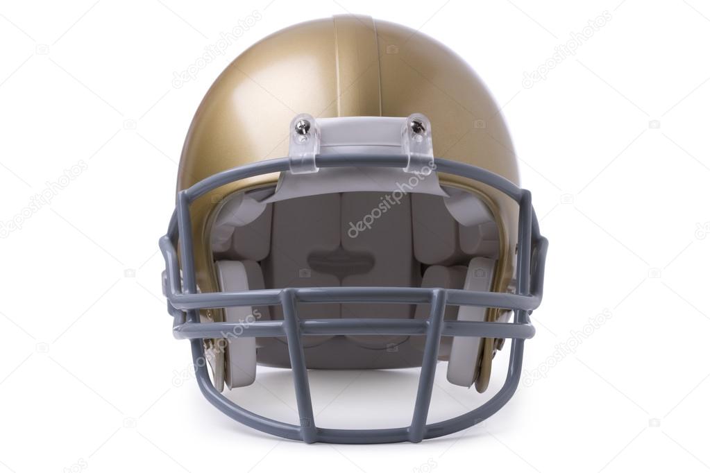 Gold football helmet in front view isolated on a white backgroun Stock  Photo by ©Willard 13540837