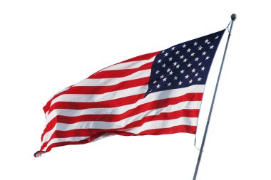 Amerikan bayrağı izole kırpma yolu ile beyaz üzerinde