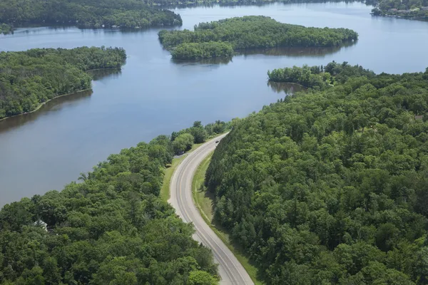 mississippi Nehri'nin Kuzey Minnesota'da havadan görünümü