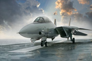 f-14 jet fighter uçak gemisi güverte altında dramatik cl