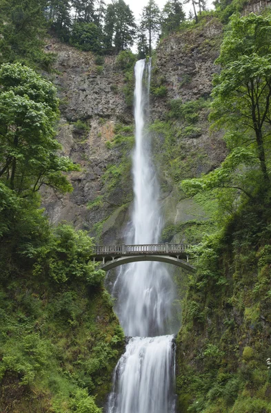 Cachoeira alta com uma ponte — Fotografia de Stock