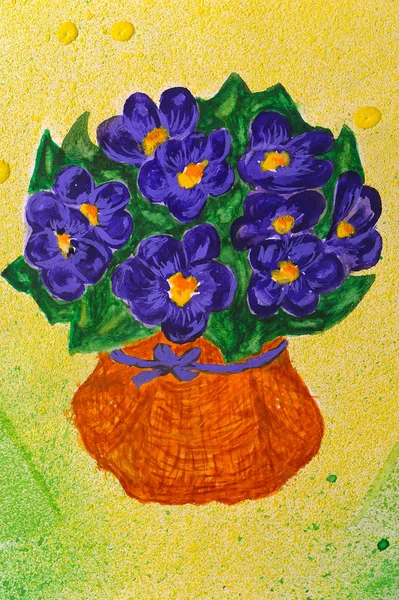 Акварель. Аромат голубых цветов в вазе — стоковое фото