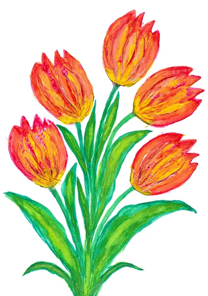 Flowers drawn by water color paints — Stock Photo, Image