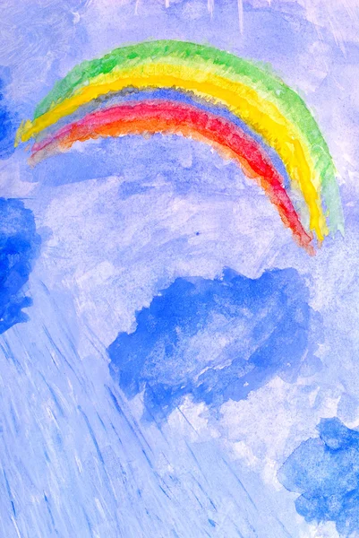 Storm, wolken, regen en regenbogen. Aquarel — Stockfoto