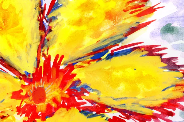 Ateşli bir çiçek. suluboya çizimi — Stok fotoğraf