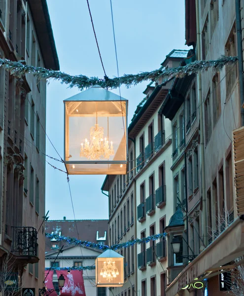 Central Strasbourg rua decorações de Natal — Fotografia de Stock