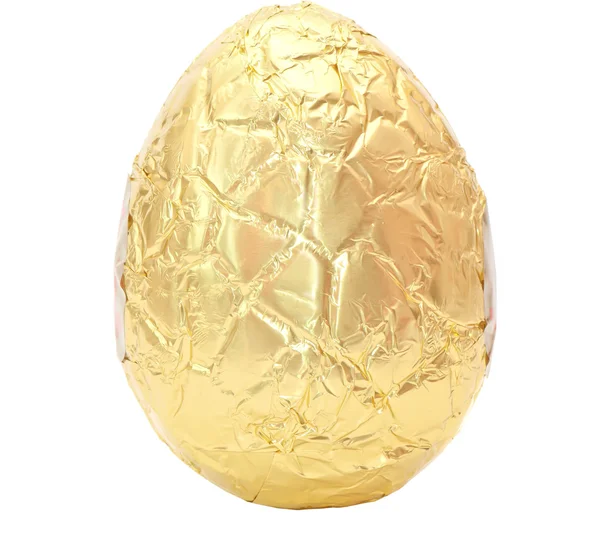 De foto's voor een easter egg verpakt in goud folie Rechtenvrije Stockafbeeldingen