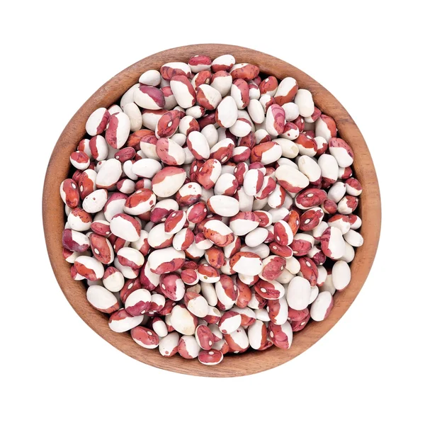Beans in a wooden bowl on a white background — Stock Photo, Image
