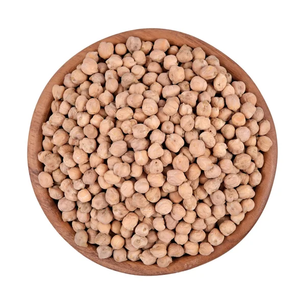 白い背景の上椀でひよこ豆 — ストック写真