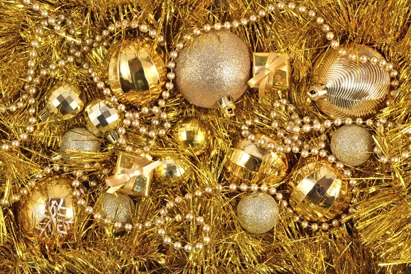 Zlatý Vánoční dekorace — Stock fotografie