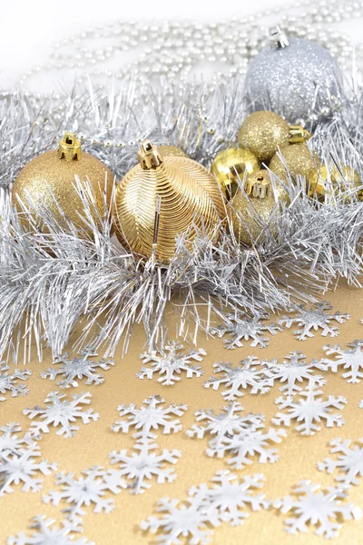Golden and silver Christmas decorations — Stock Photo, Image
