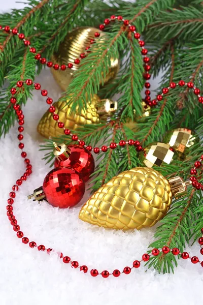 Gold bump and Christmas decorations — Stock Photo, Image