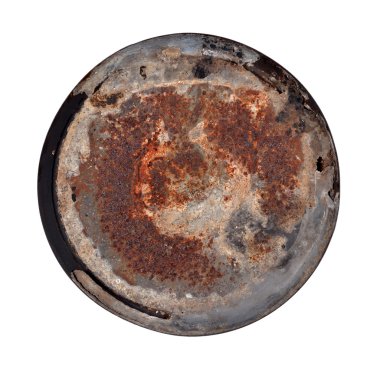 eski paslı yuvarlak metal plaka