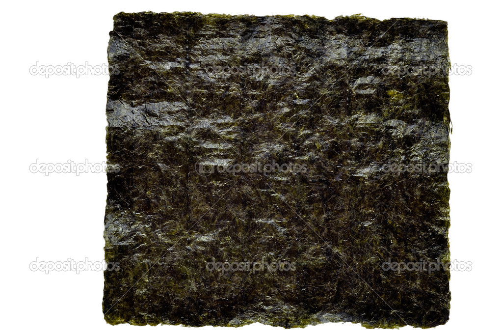 Nori seaweed sheet on a white