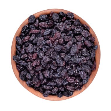 ahşap kase kara kuru üzüm