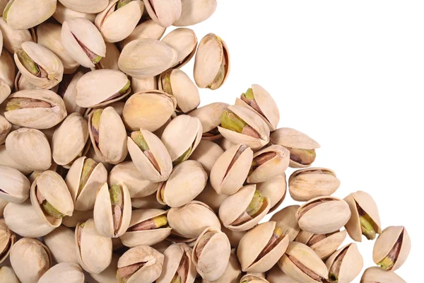 Heap of pistachios on a white background — Stock Photo, Image