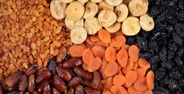 Various dried fruits background — Stock Photo, Image