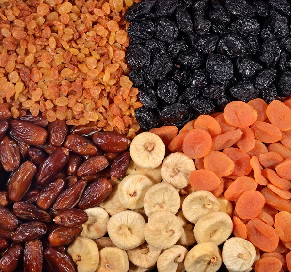 Various dried fruits background — Stock Photo, Image