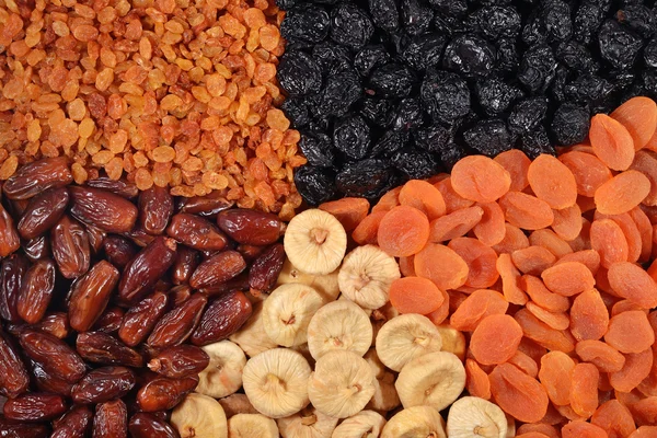 Various dried fruits background — Stock Photo, Image