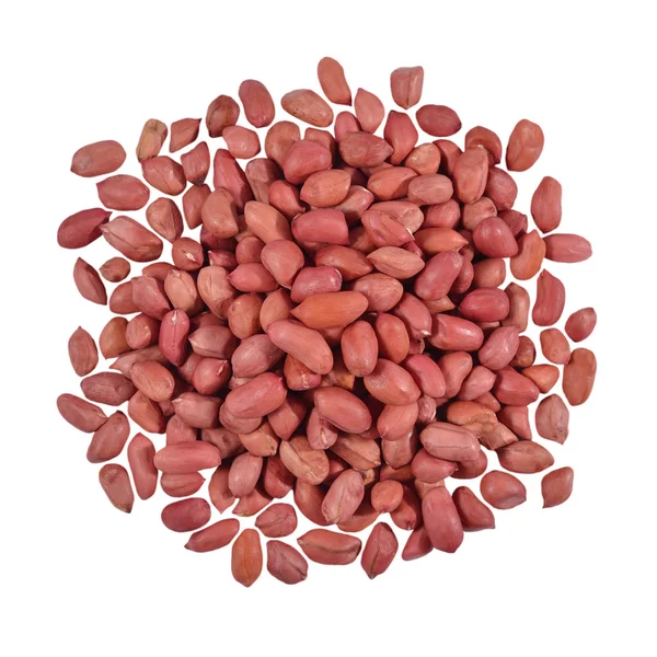 Heap of peeled peanuts on a white — Stock Photo, Image