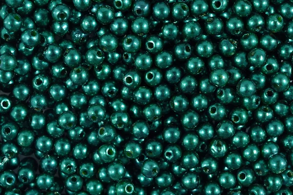 Green glass beads texture for background — Stock Photo, Image