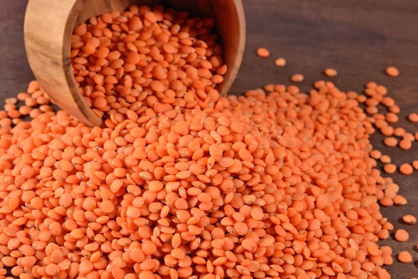 Red raw lentil in a bowl — Stock Photo, Image