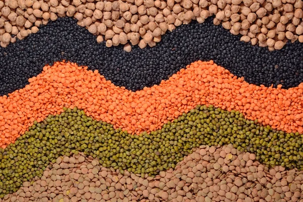 Mixture of dried lentils and beans — Stock Photo, Image