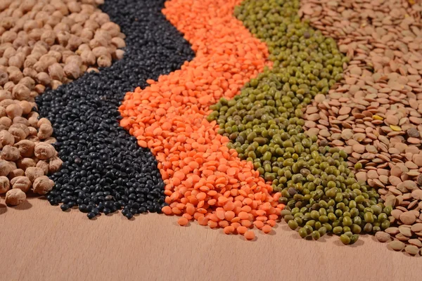 Mixture of dried lentils and beans — Stock Photo, Image