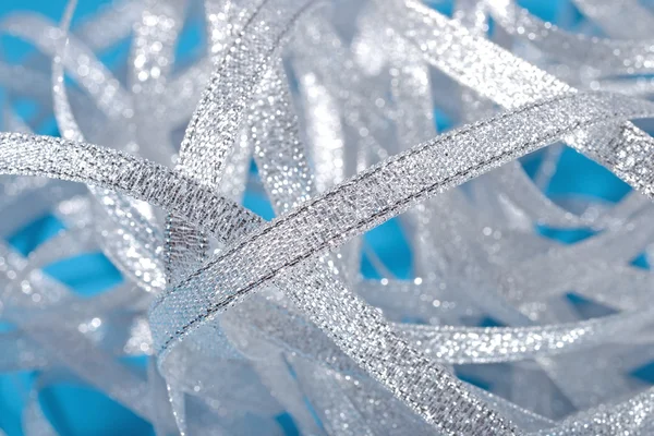 Silver ribbons close up — Stock Photo, Image