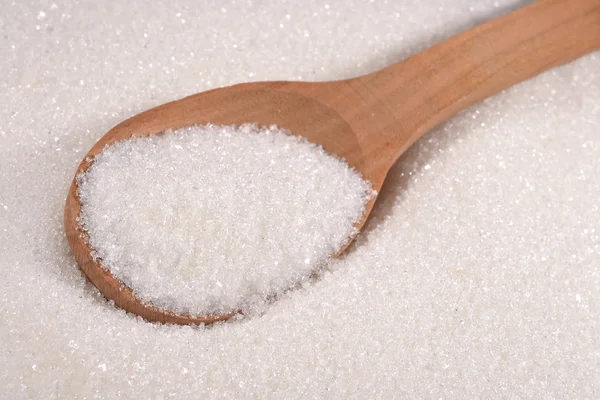 Azúcar blanco en una cuchara —  Fotos de Stock