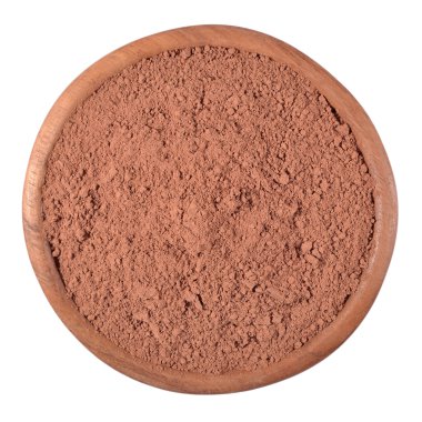 bir beyaz tahta bir kapta toz kakao