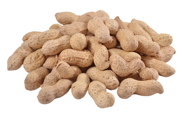 Montón de cacahuetes enteros en un blanco —  Fotos de Stock