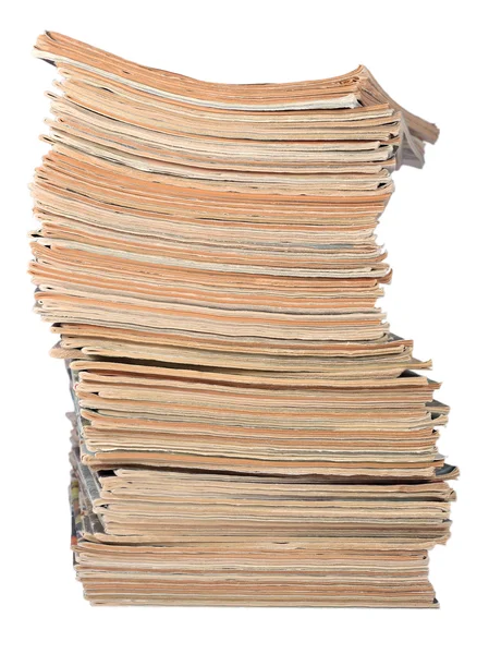 Stack of old magazines on a white — Stock Photo, Image