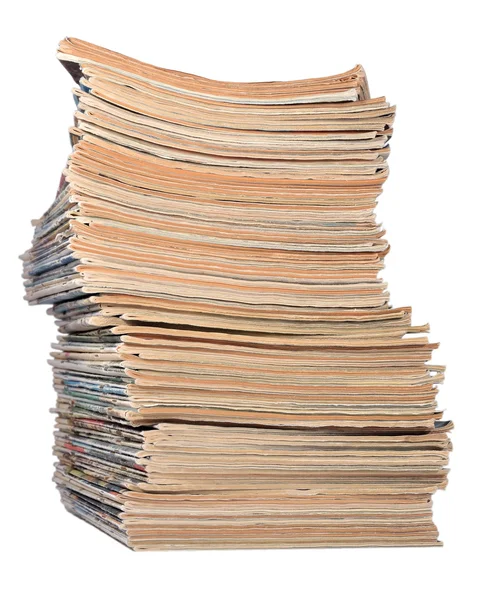 Stack of old magazines on a white — Stock Photo, Image