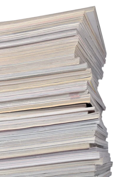 Stack of old magazines on a white — Stock Photo, Image