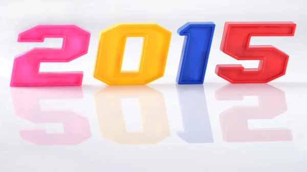 2015 year colorful figures with reflection on white — Stock Photo, Image