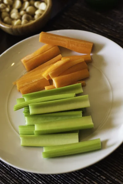 Sliced fresh celery and carrots Stock Photo