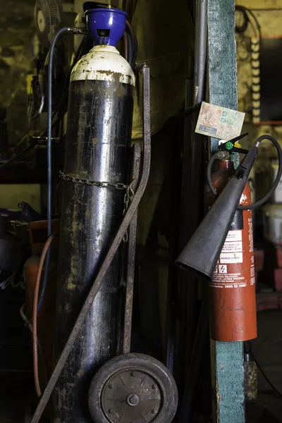 Gas cylinder and fire extinguisher Stock Photo