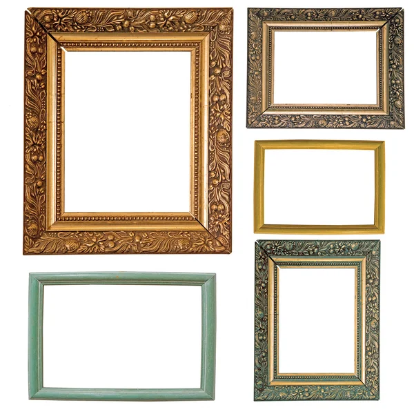 Five picture frames isolated on white — Stock Photo, Image