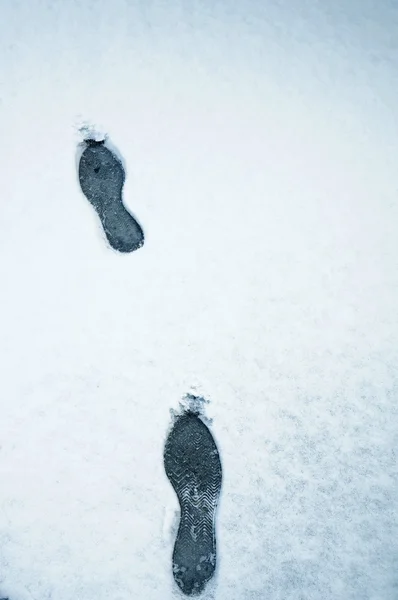 フット プリントと雪のテクスチャ — ストック写真