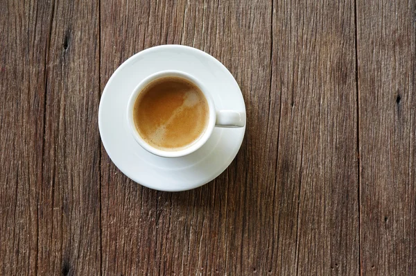 Hot milk coffee on wooden table — Stock Photo, Image