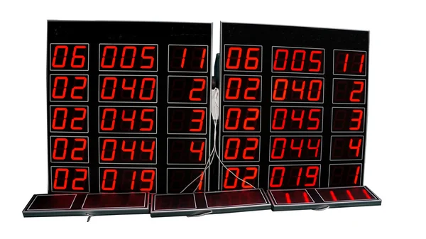 Números rojos del led del tablero de los números electrónicos — Foto de Stock
