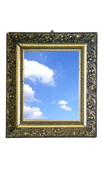 Magic mirror with blue skyr or with blue sky — Stock Photo, Image