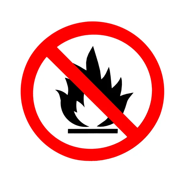 Czerwony i czarny ogień okrągły symbol znak zakazu na białym tle — Zdjęcie stockowe