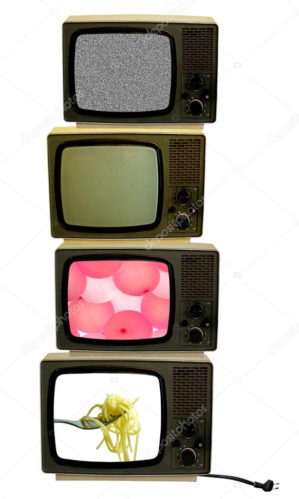 Vintage televisions with cut out screens