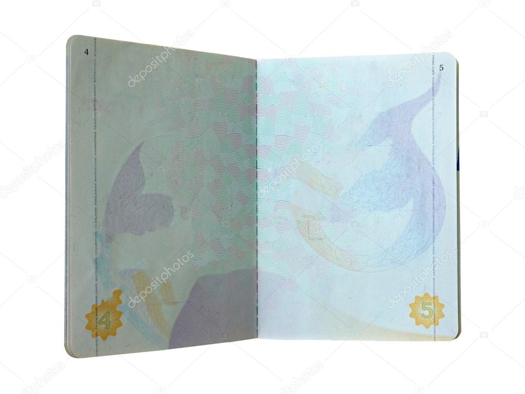 Open Thailand blank Passport page on white