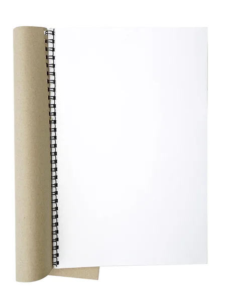 Paper notebook right page with brown cover — Stock Photo, Image