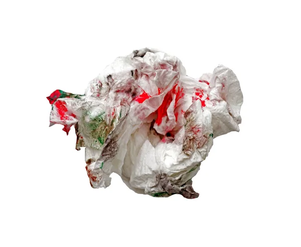 Crumpled dirty tissue paper on white background — Stock Photo, Image